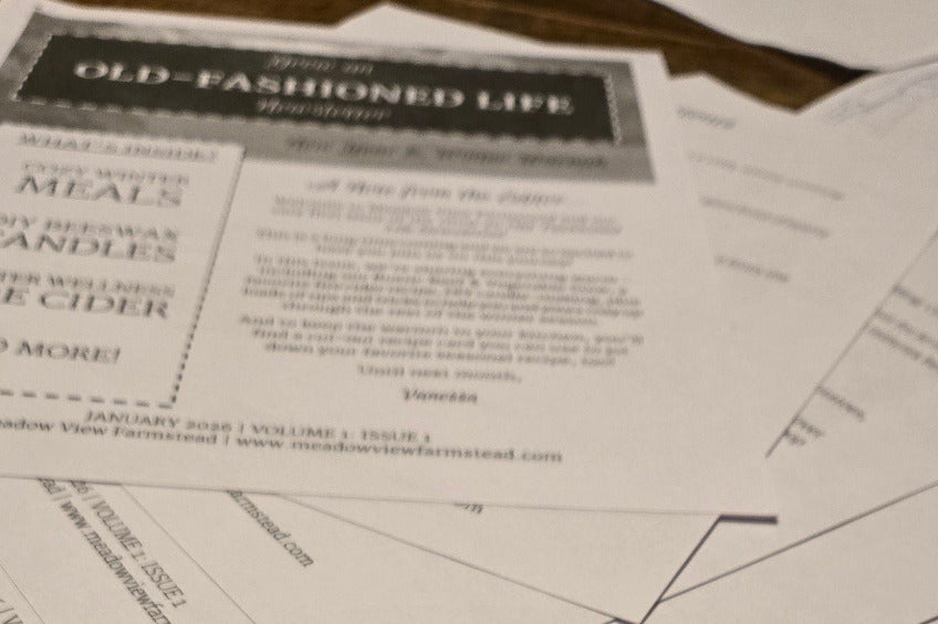 Grow an Old-Fashioned Life Newsletter on Table