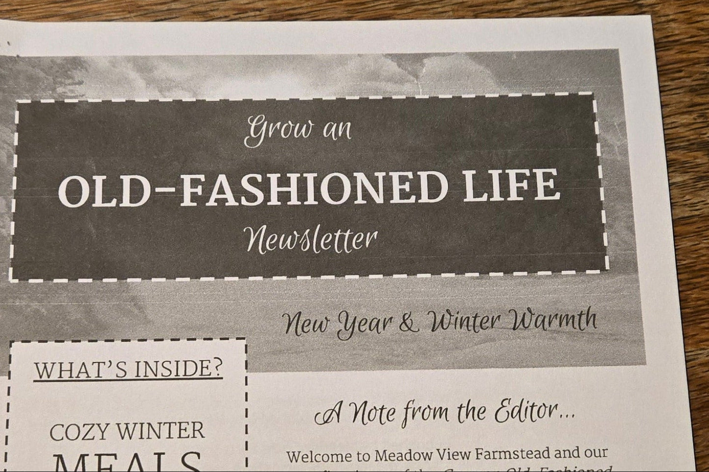 Grow an Old Fashioned Life Newsletter | January 2026