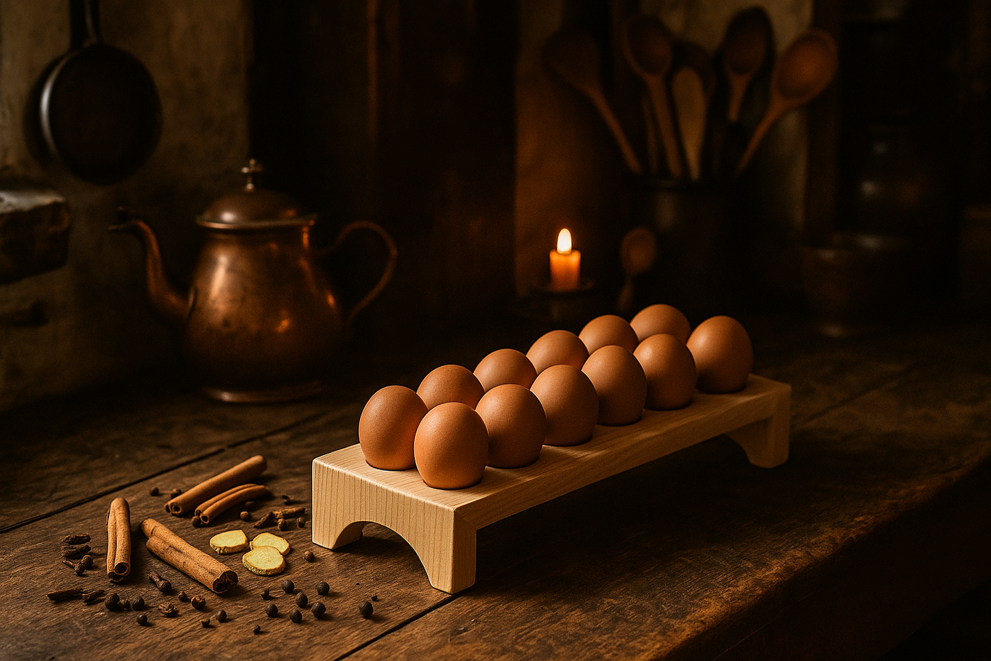Handcrafted Wooden Egg Tray – 12 Egg Countertop Holder for Fresh Farmhouse Storage