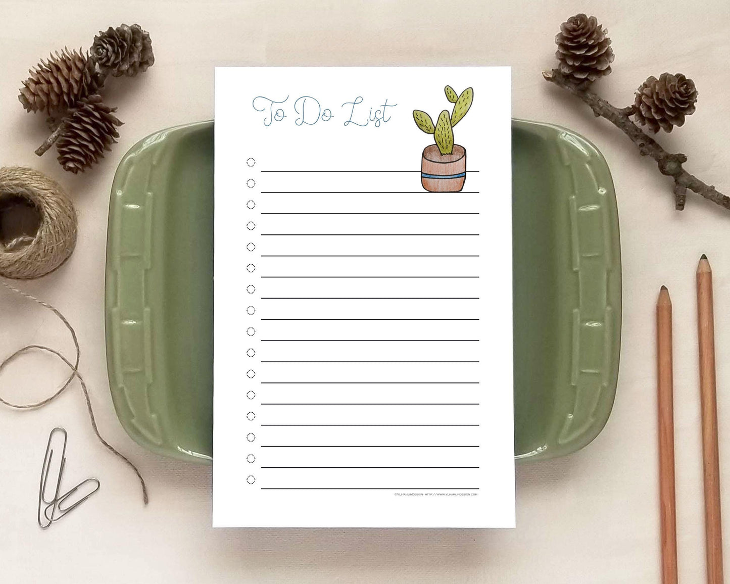 Cactus To Do List Notepad - Daily Planner Checklist