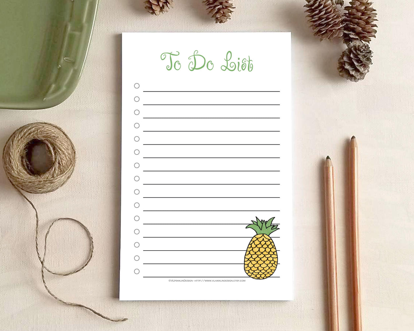 Pineapple To Do List Notepad - Daily Planner Checklist for Foodies