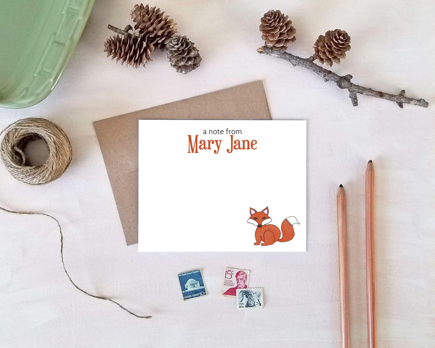 Fox Note Cards - Personalized Wildlife Stationery