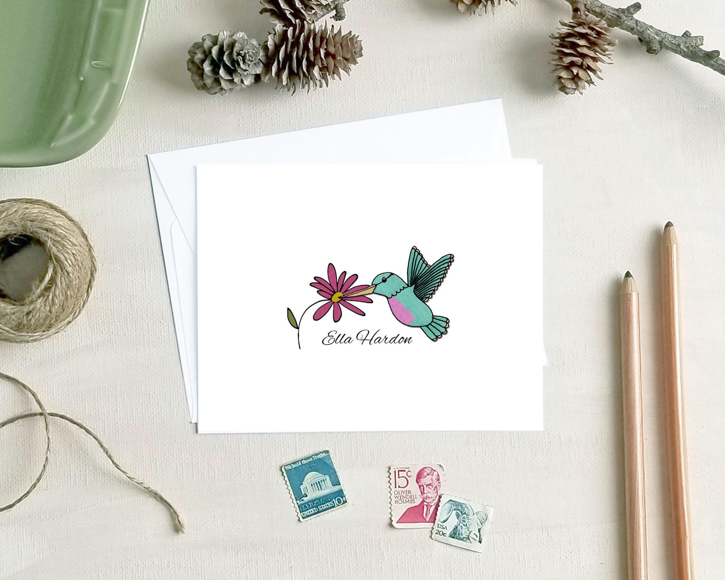 Hummingbird Note Cards - Personalized Stationery Gifts for Women