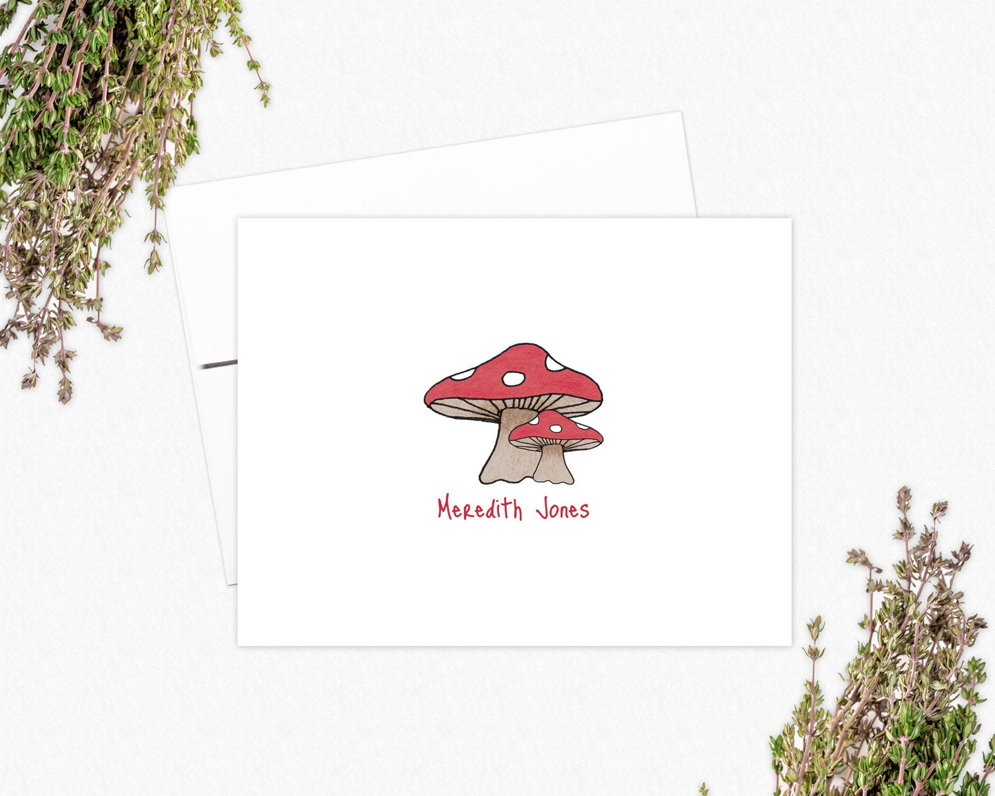 Mushroom Note Cards - Personalized Stationery Gifts for Women