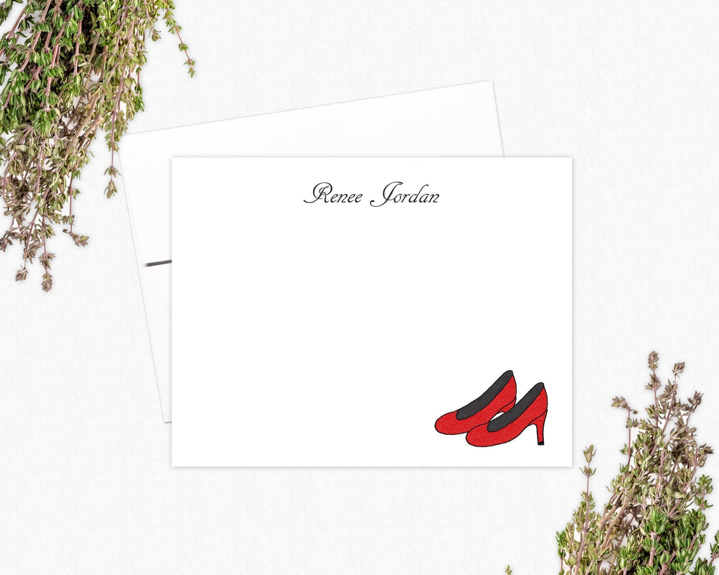 Red High Heels Note Card Set - Personalized Stationery Gifts for Women