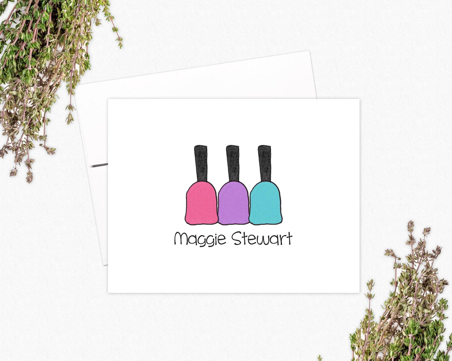Gift for Nail Tech - Nail Polish Note Cards - Personalized Stationery