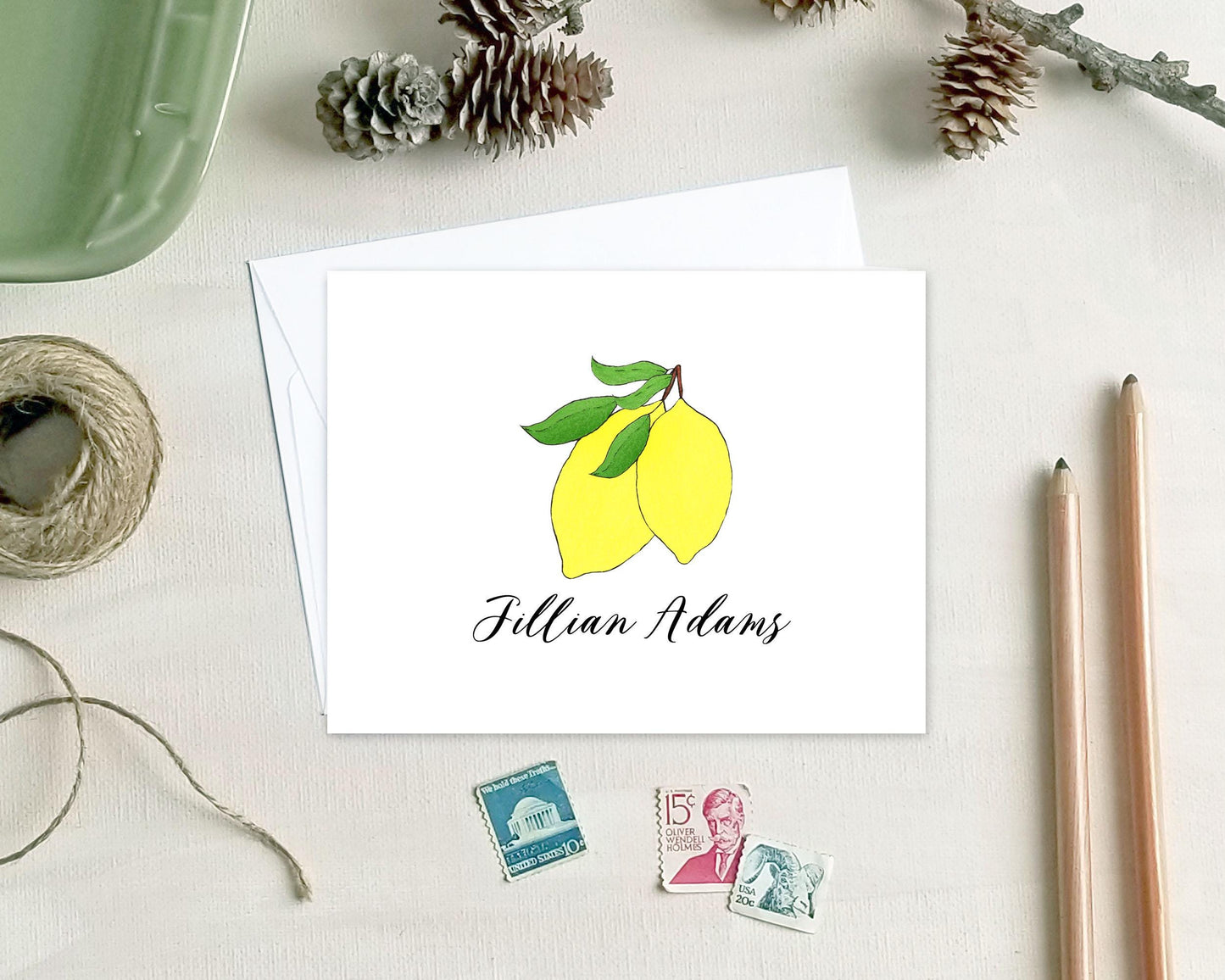 Lemon Note Cards - Personalized Lemon Stationery Gifts