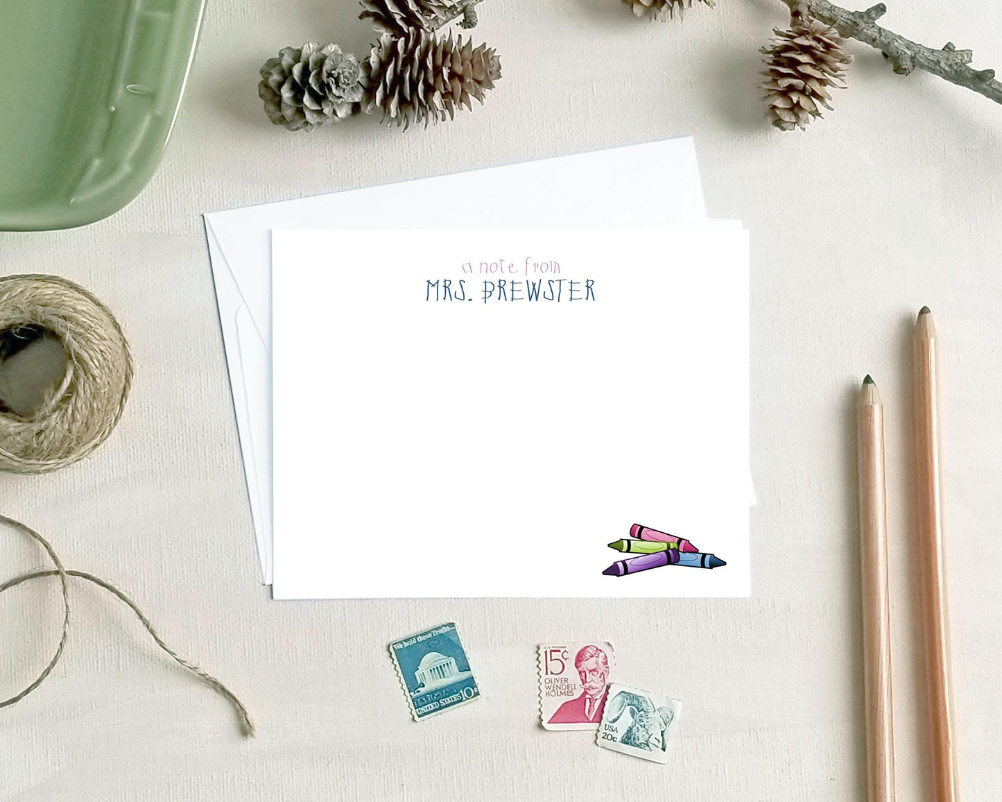 Crayon Note Cards – Personalized Preschool Teacher Gift