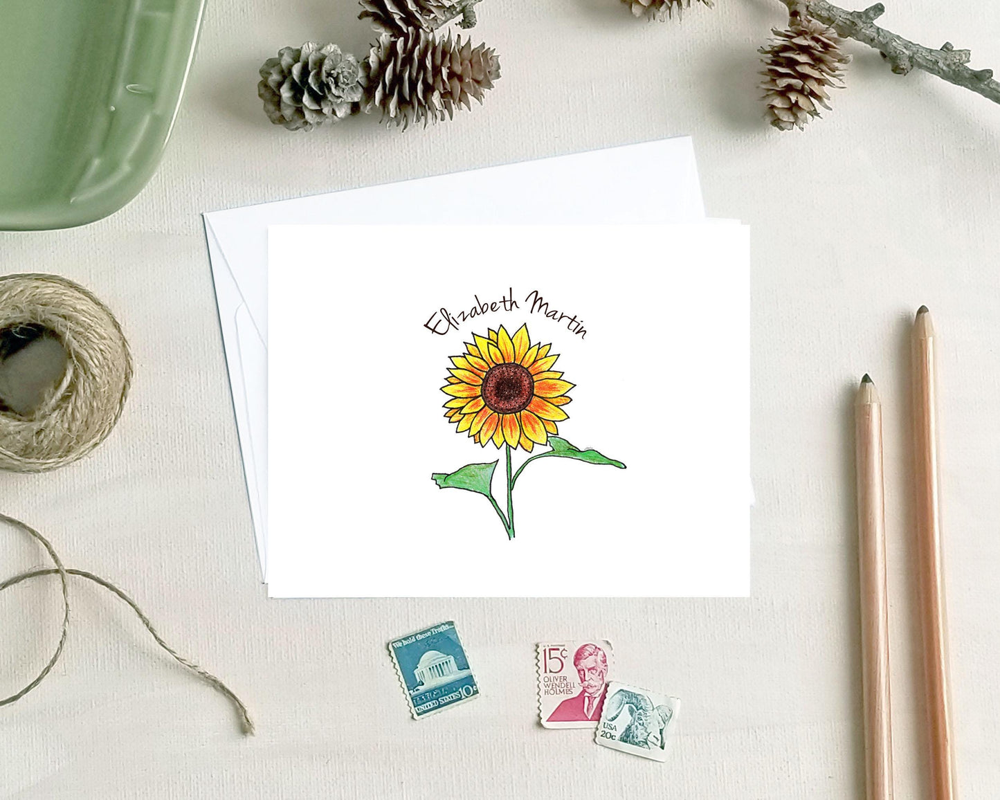 Personalized Note Cards - Sunflower Stationery Gifts for Mother's Day