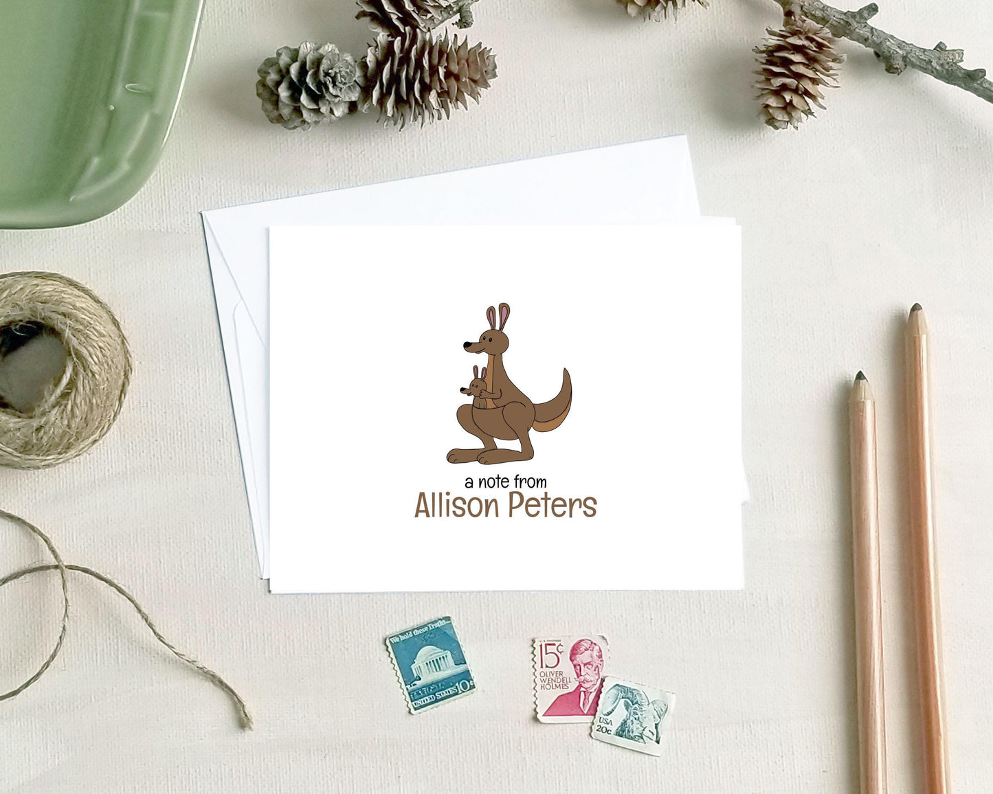 Personalized Note Cards - Kangaroo Stationery Gifts for Kids