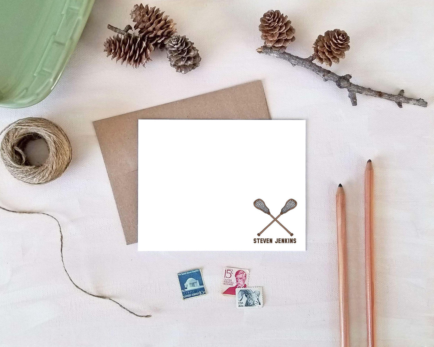 Lacrosse Note Cards - Personalized Lacrosse Stationery for Coach