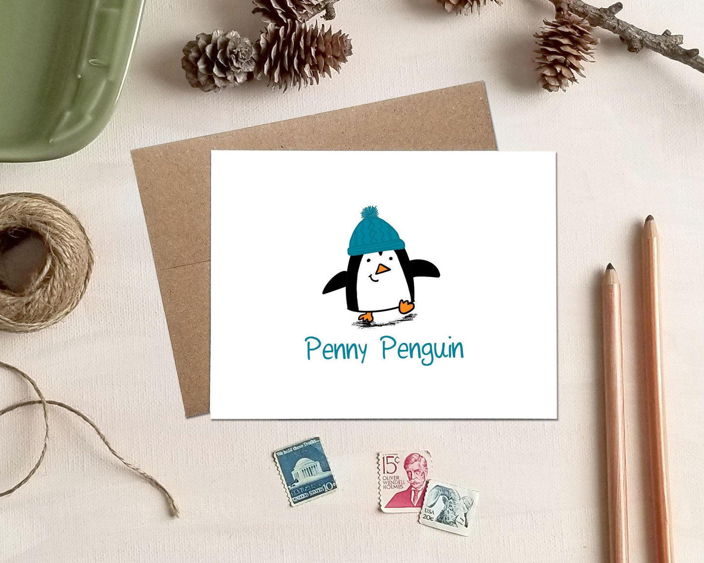 Penguin Note Cards: Personalized Stationery