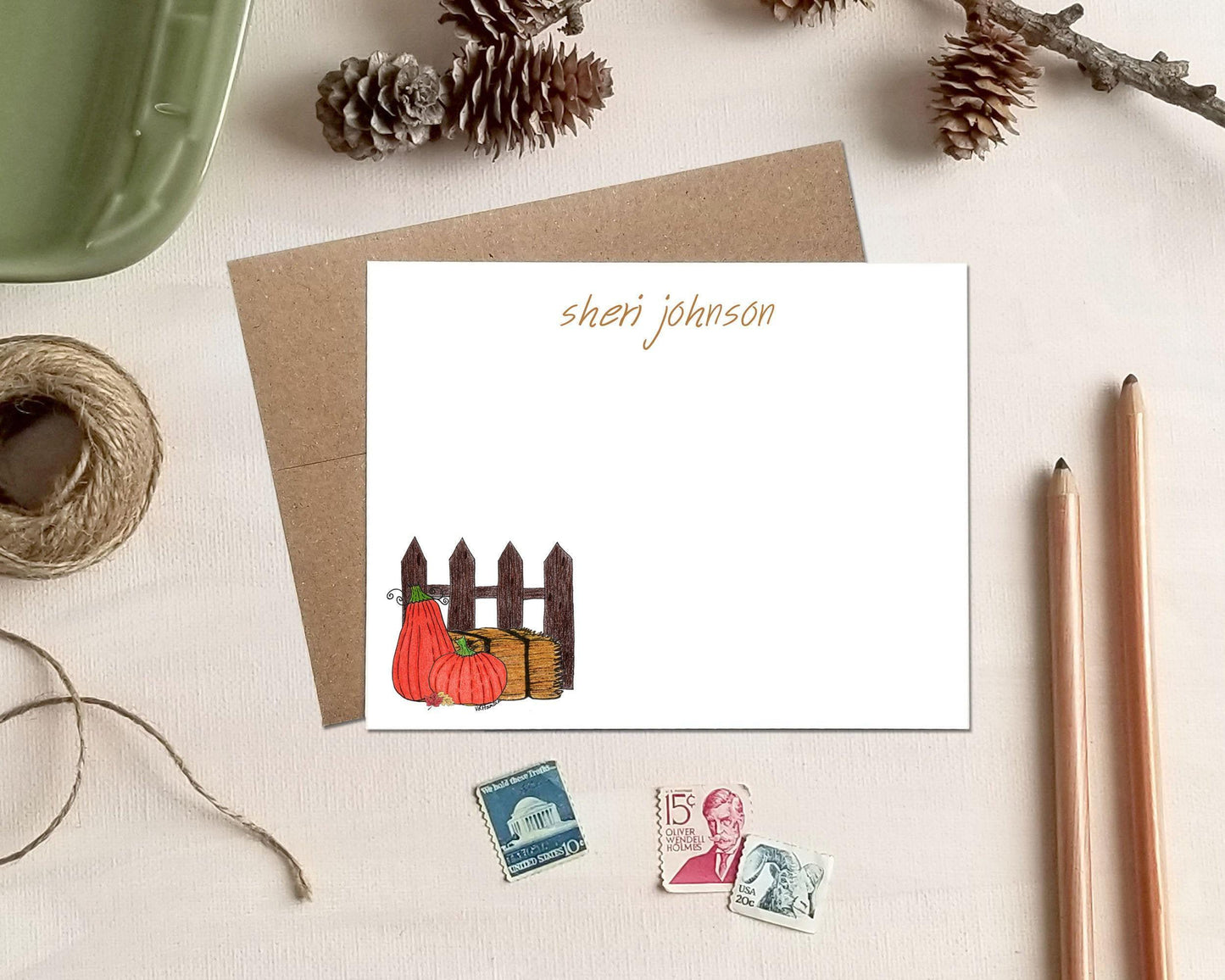 Personalized Pumpkin Note Card Set