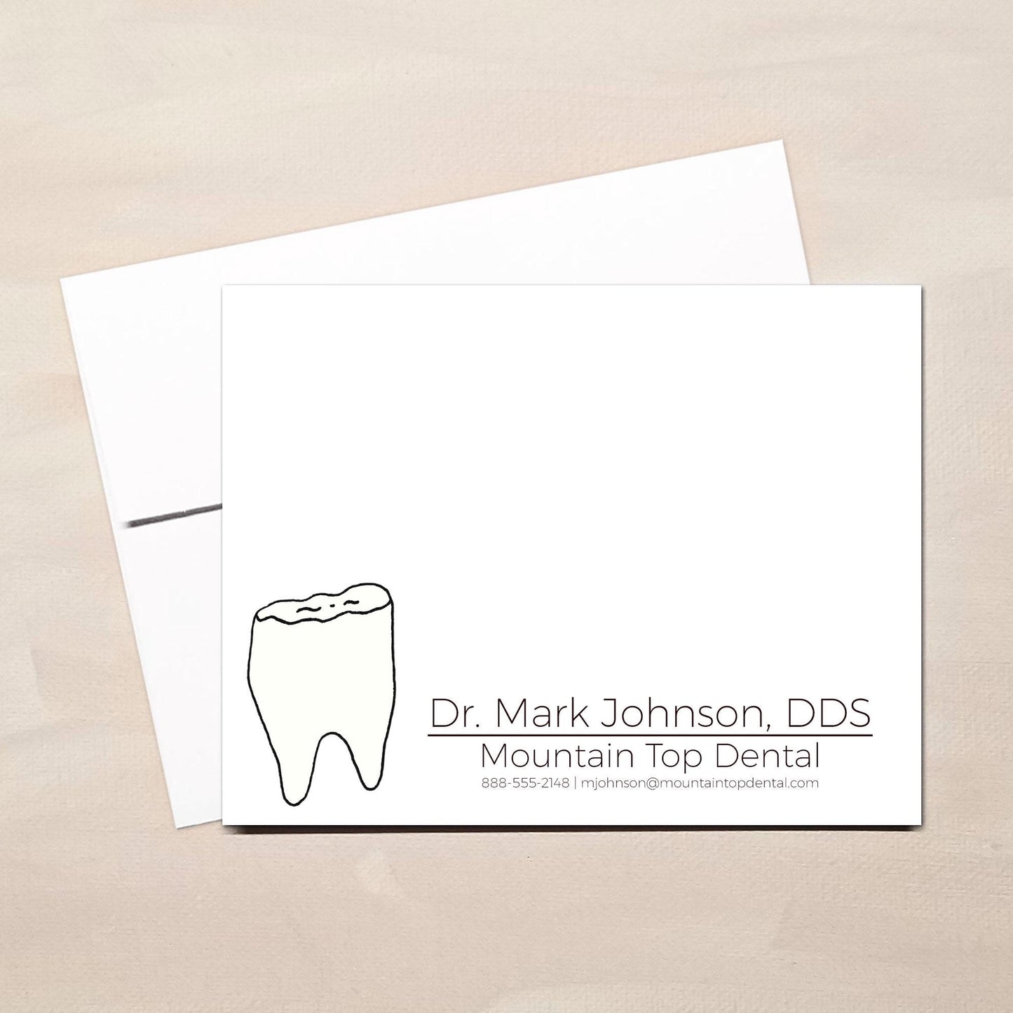 Personalized Note Cards - Cute Tooth Dentist Stationery