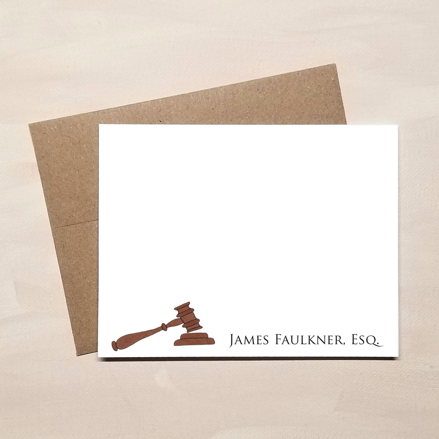 Personalized Judge Gavel Note Cards - Custom Stationery Gift for Judges