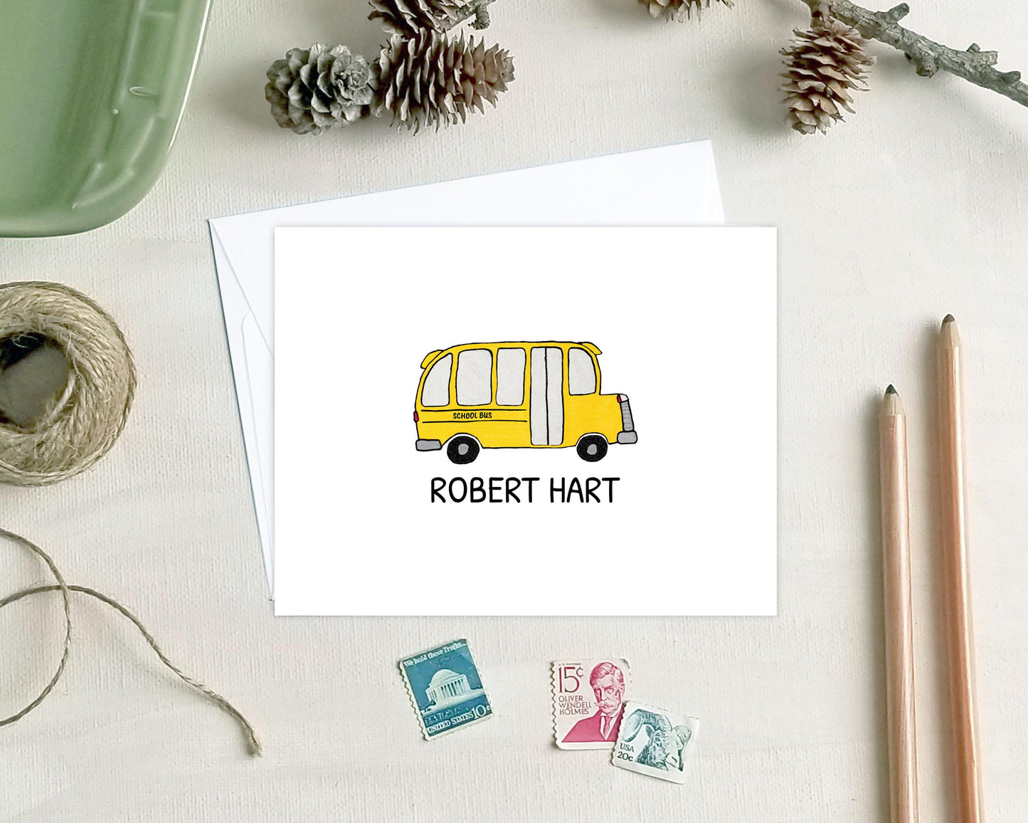 School Bus Driver Gift - Personalized Note Cards - Custom Stationery Gifts