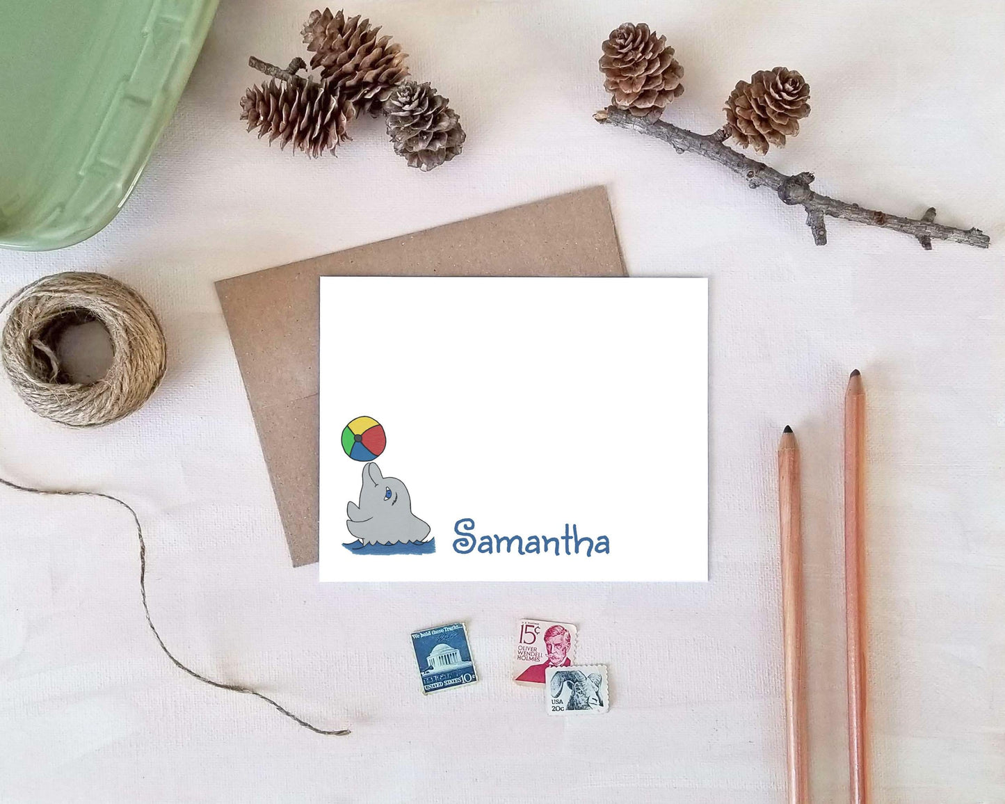 Personalized Dolphin Note Cards - Dolphin Lovers Stationery