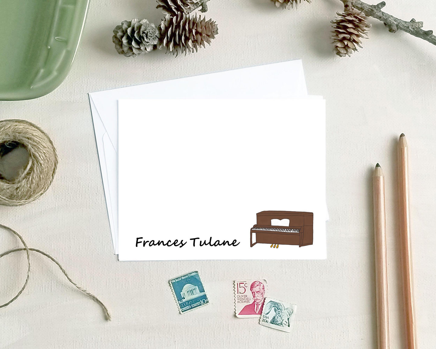Piano Note Cards - Personalized Stationery Gift for Pianist