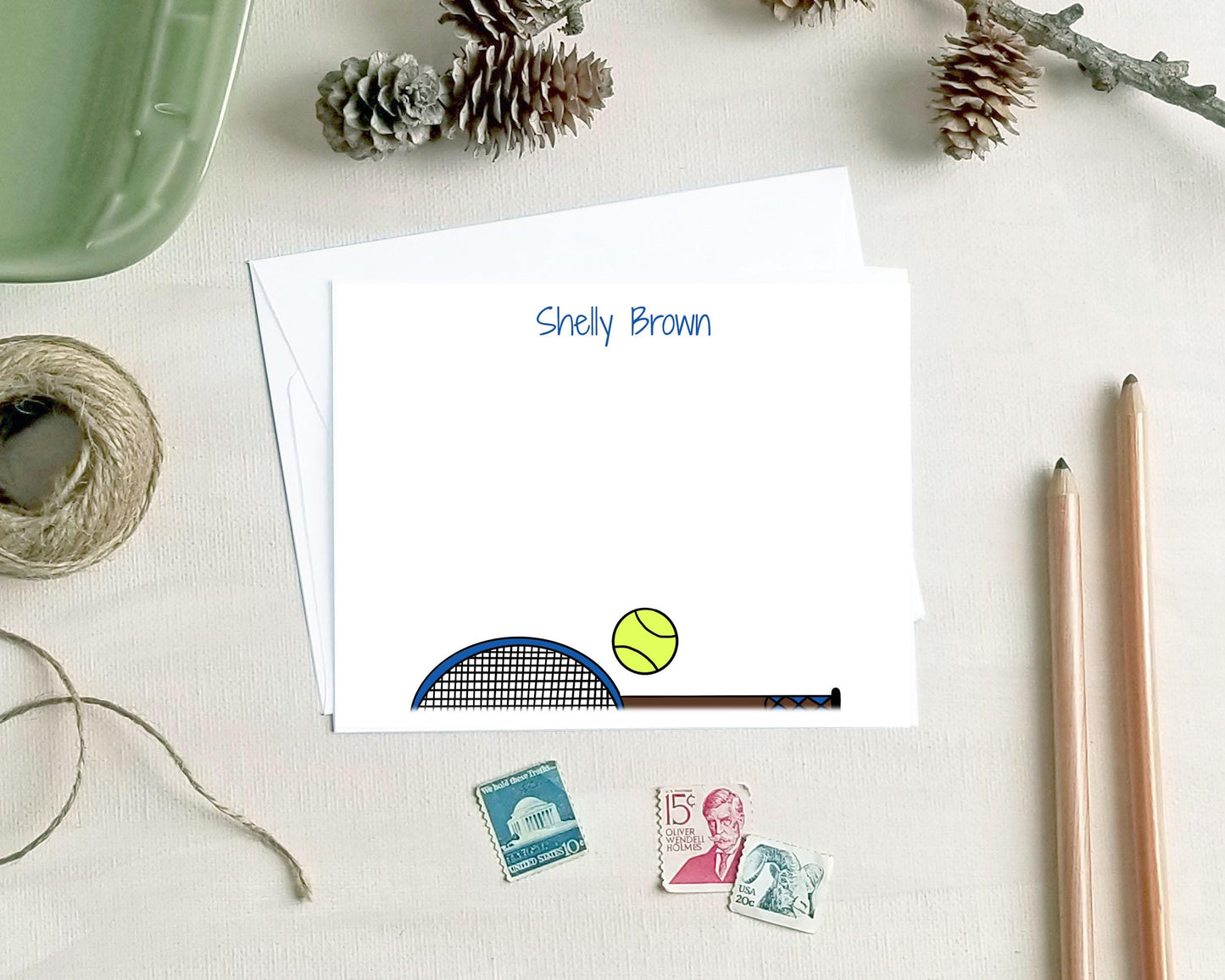 Tennis Note Cards: Personalized Stationery