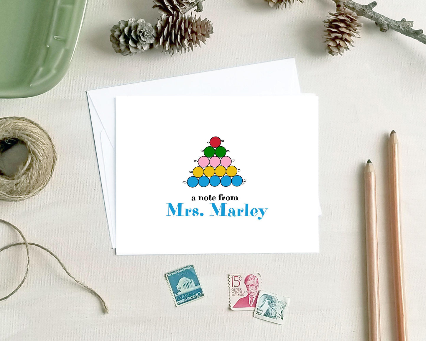Teacher Gift - Personalized Note Cards - Counting Beads Stationery Gift