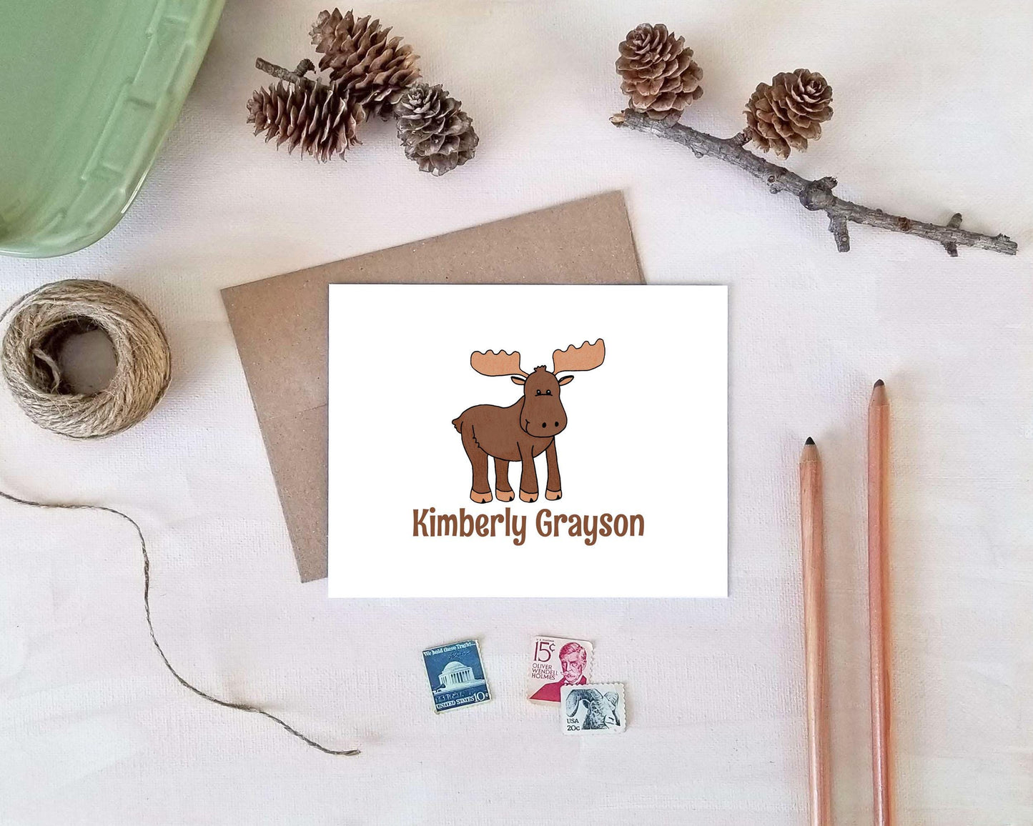 Moose Note Cards - Personalized Moose Stationery Gifts