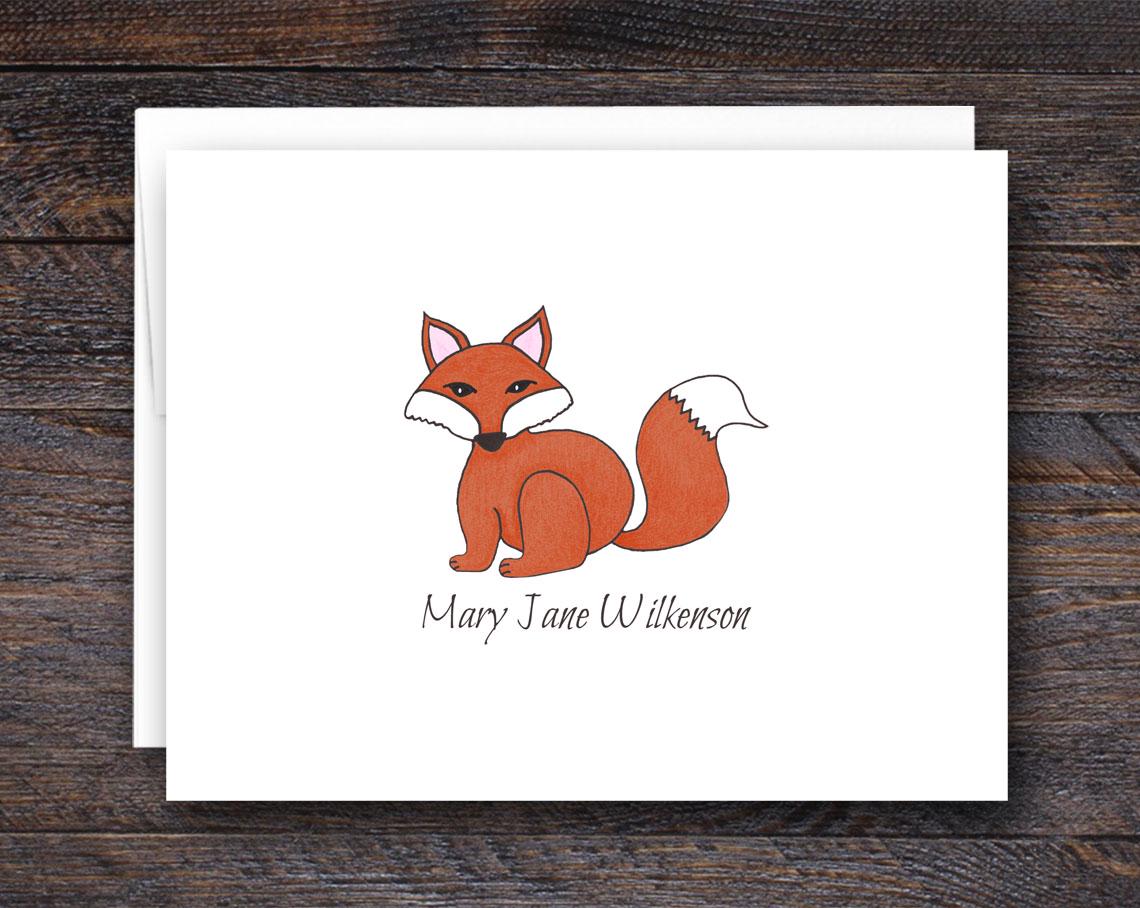Personalized Note Cards - Fox Stationery Gifts for Fox Lovers
