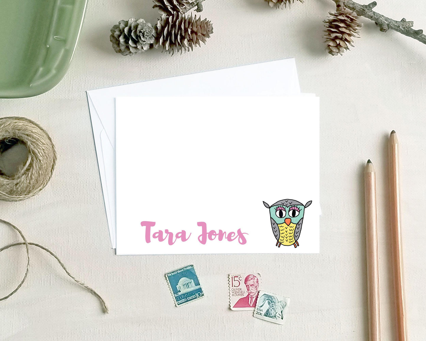 Personalized Note Cards - Owl Stationery Gifts