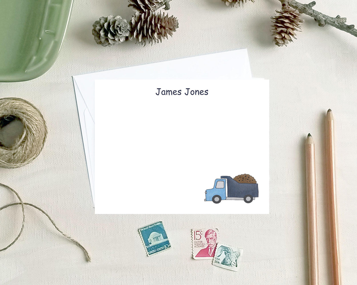 Personalized Dump Truck Note Cards - Stationery Gifts for Truck Drivers