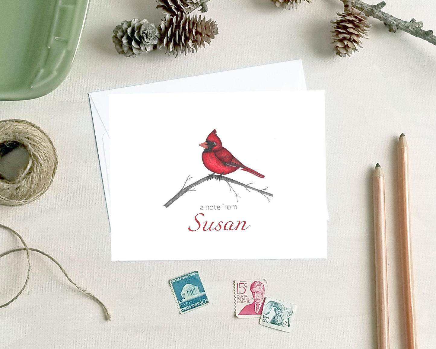 Personalized Note Cards - Cardinal Stationery Gifts for Mother's Day Mom Grandma Friend