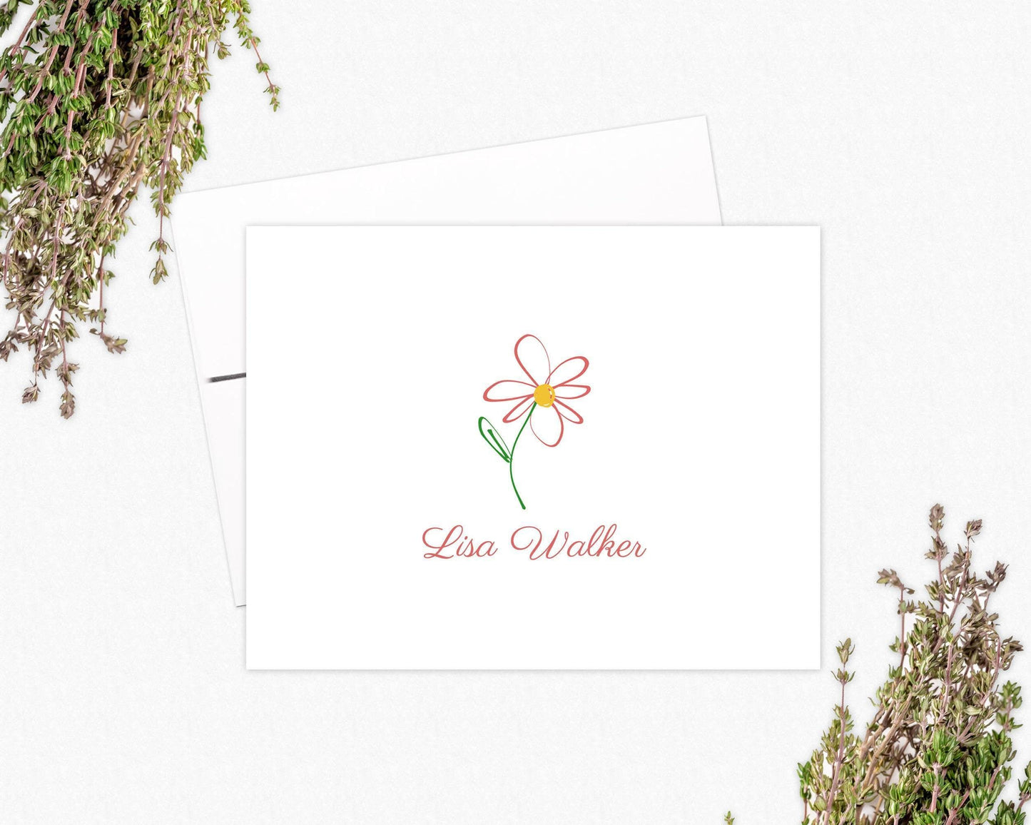 Personalized Note Cards - Pink Daisy Stationery - Floral Gifts for Her