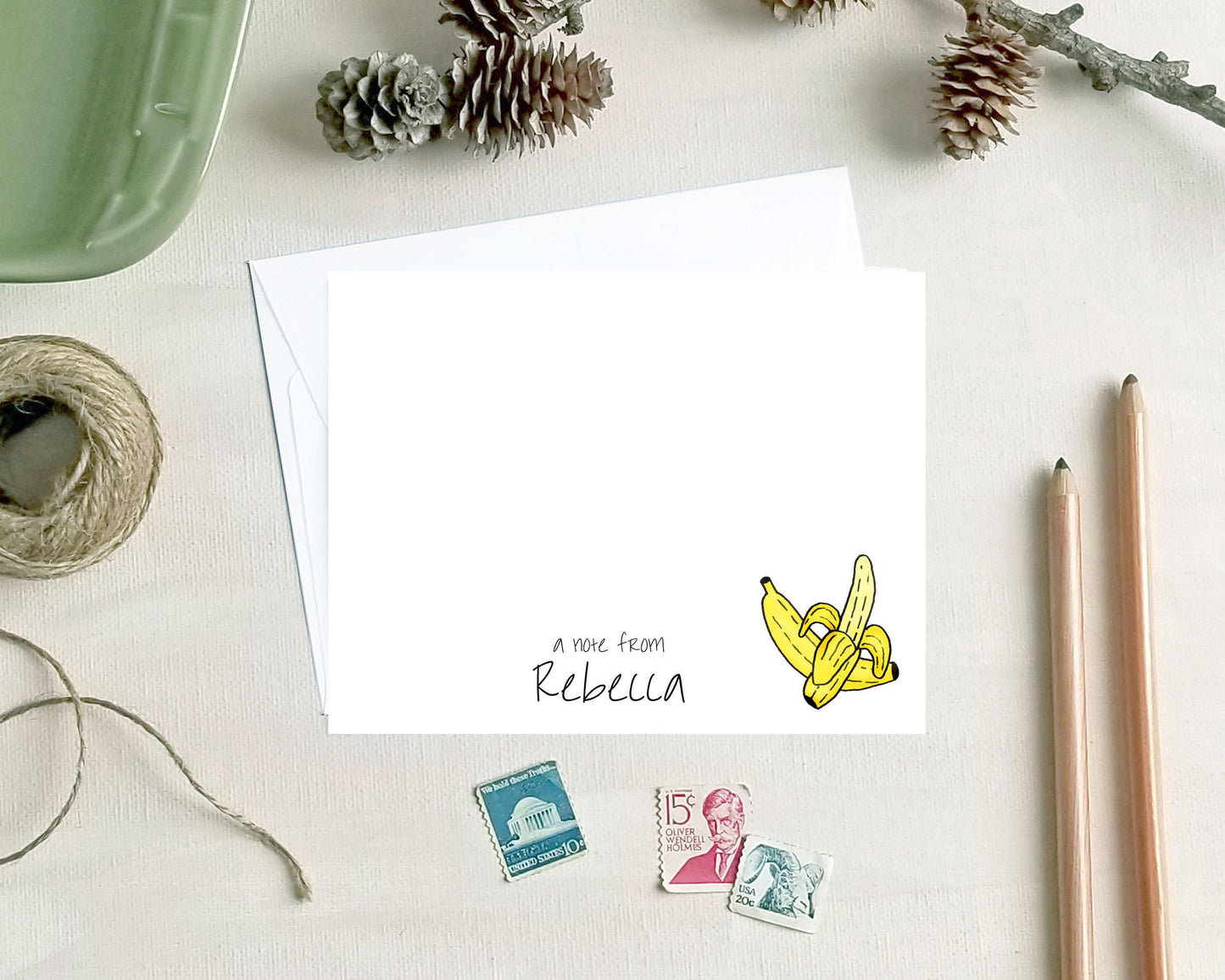 Personalized Note Cards - Banana Stationery Gifts for Mother's Day Foodies Mom Grandma Friend