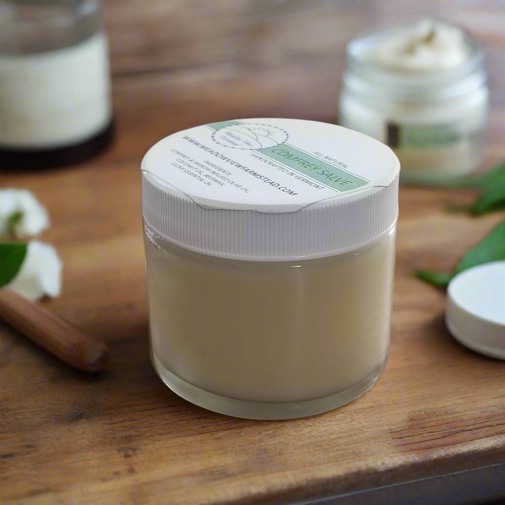 Comfrey Salve in Glass Jar | Meadow View Farmstead