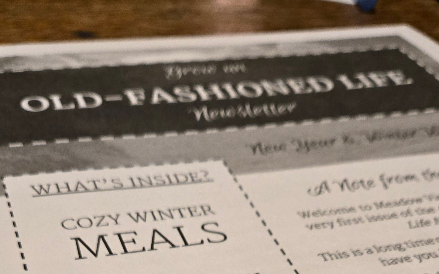 Grow an Old Fashioned Life Newsletter