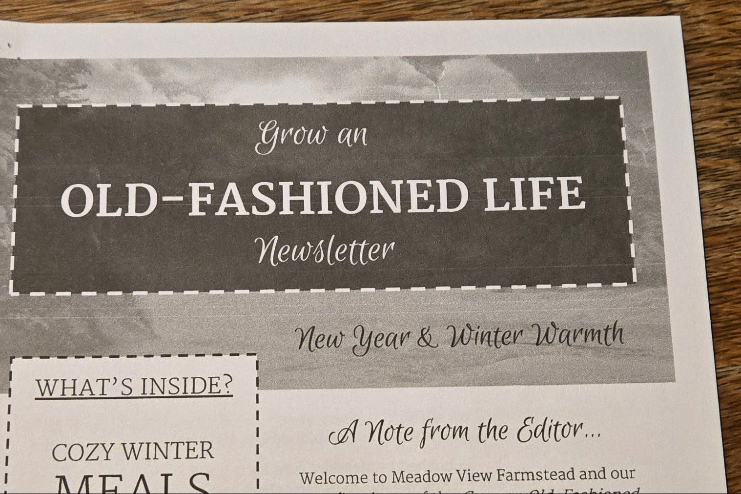 Grow an Old Fashioned Life Newsletter | January 2026