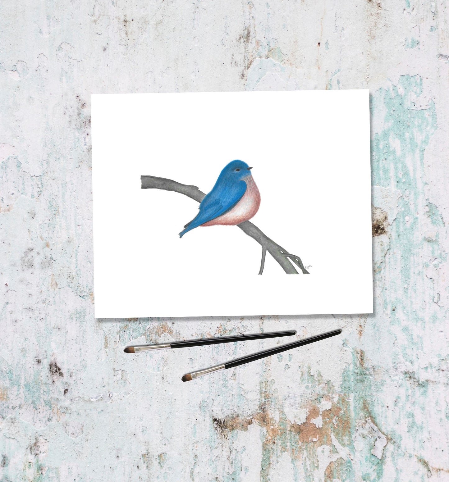 Blue Bird Art Print from Original Watercolor Painting