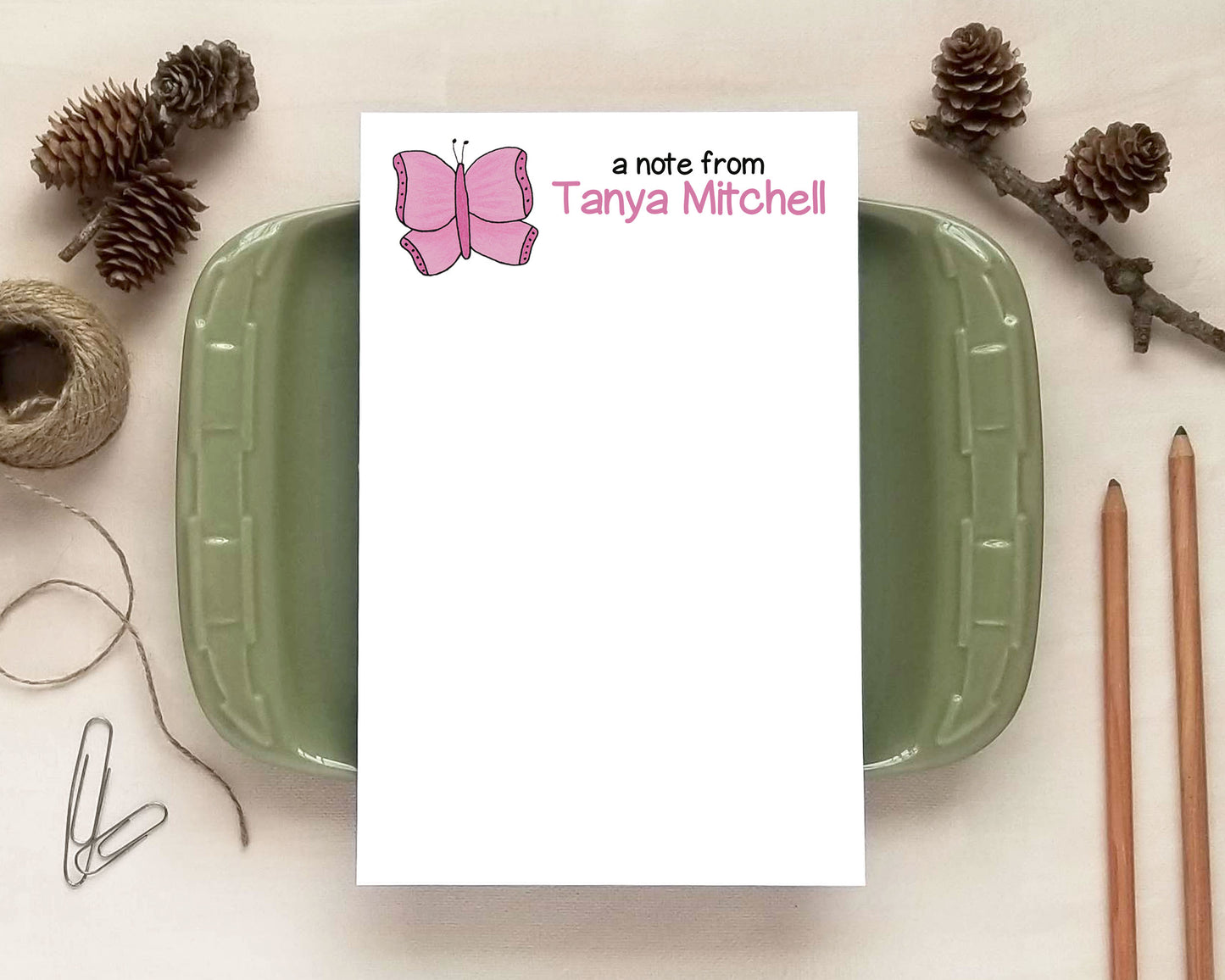 Bees & Butterfly Notepads – Personalized Stationery | 3 Designs & 3 Sizes Available