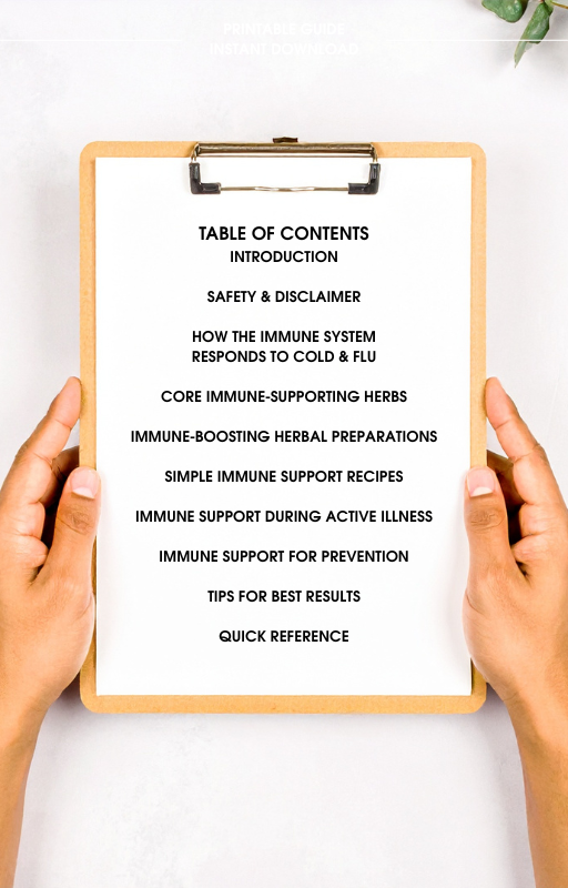 Herbal Immune Support Guide | Natural Cold & Flu Remedies | Teas, Syrups & Tonics PDF