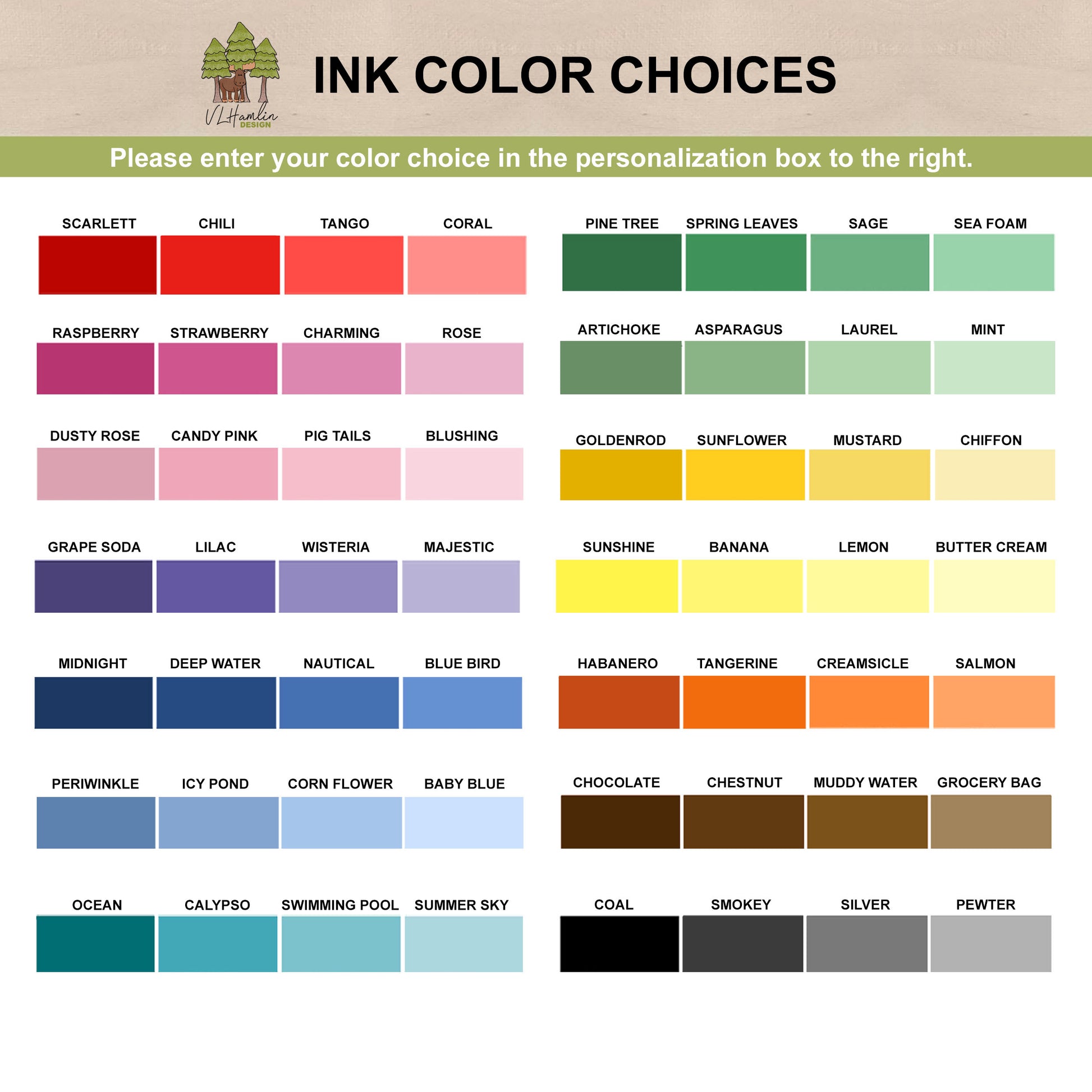 Ink Color Choices for Stationery