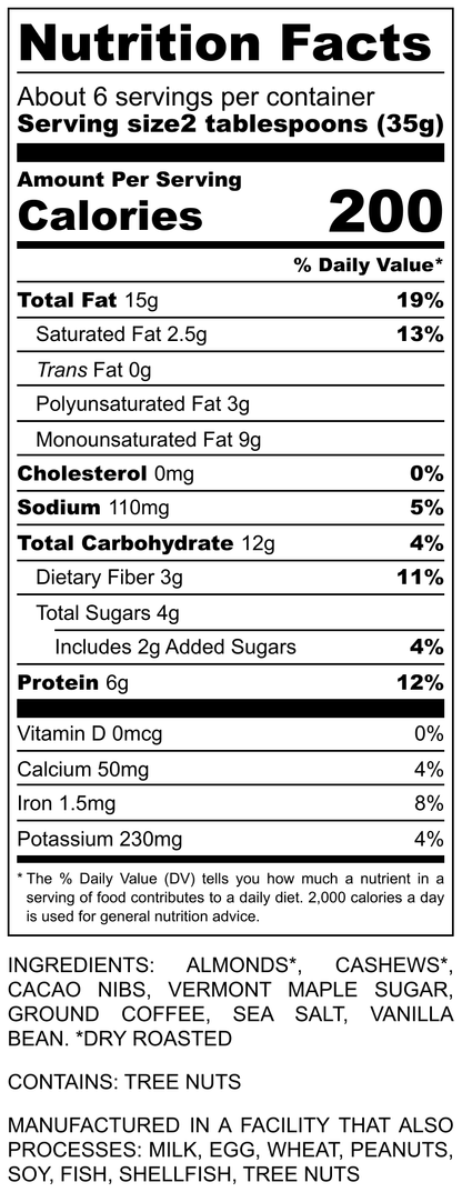 "Mud Season" - Crunchy Cacao Nib & Coffee Nut Butter - 7.5 oz