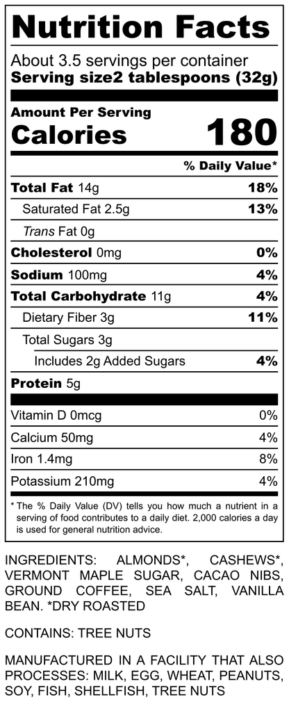 "Mud Season" - Crunchy Cacao Nib & Coffee Nut Butter - 3.8 oz
