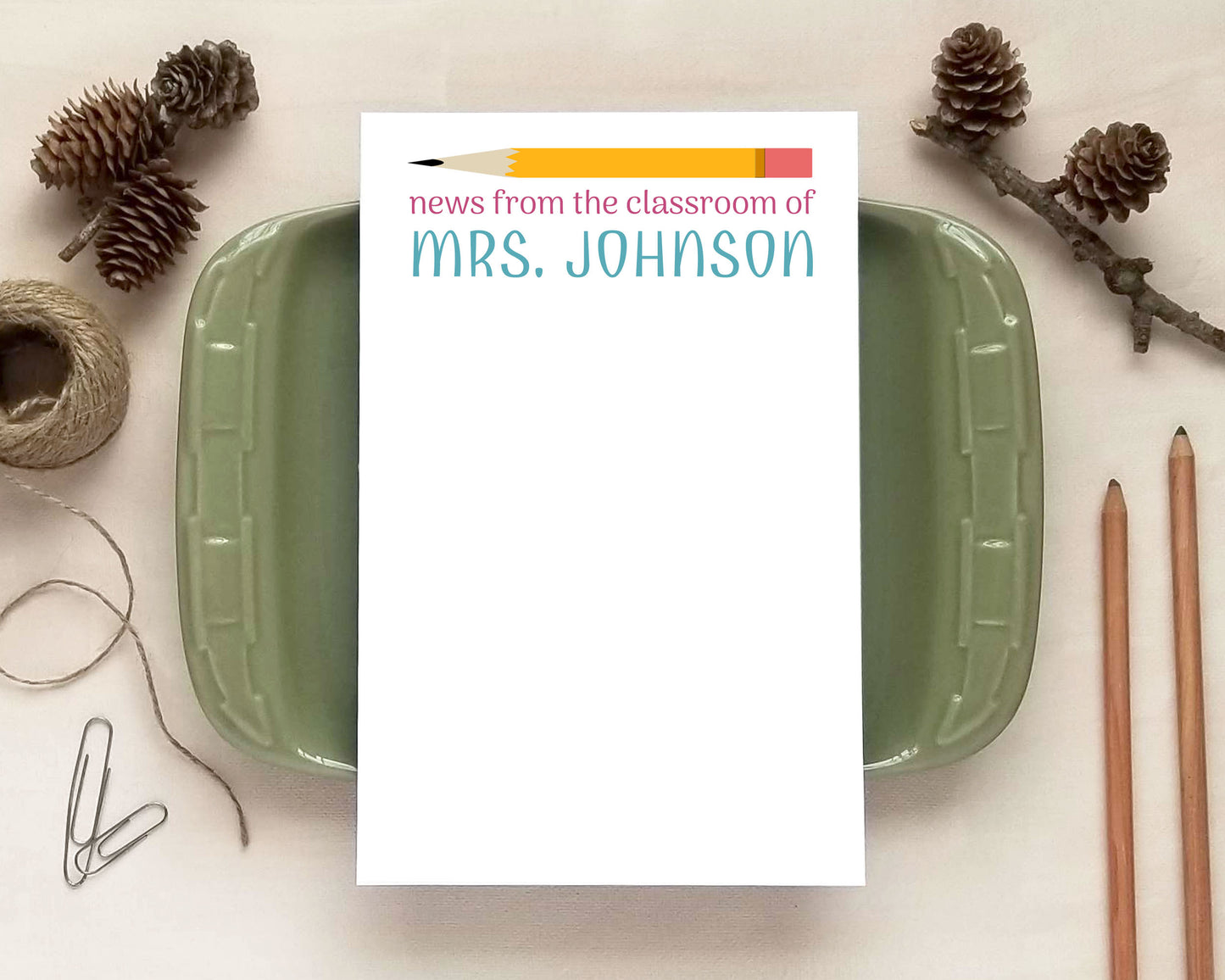 Personalized Teacher Notepad – Custom Name School Notepad | 20+ Designs & 3 Sizes Available