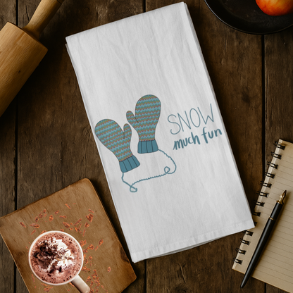 Snow Much Fun Tea Towel | Farmhouse Winter Kitchen Decor