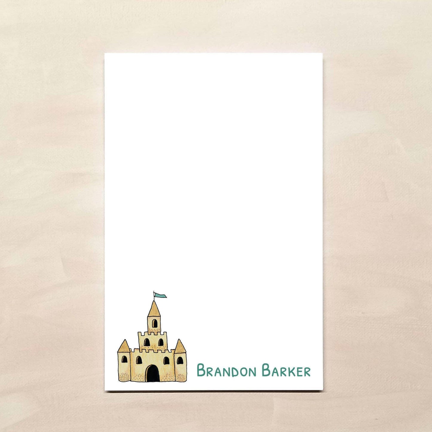 Personalized Notepad for Kids - Sandcastle Notepad - Beach Stationery for Children - Beach Gift