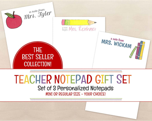 Teacher Notepad Gift Set - Personalized Stationery Gifts for Teachers - Best Seller Collection - Set of 3