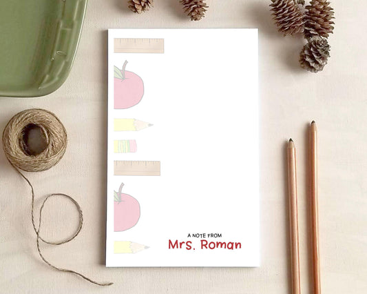 Teacher Notepad - Apple Pencil Ruler On the Side Notepad - Personalized Notepads - Stationery Gifts for Teachers