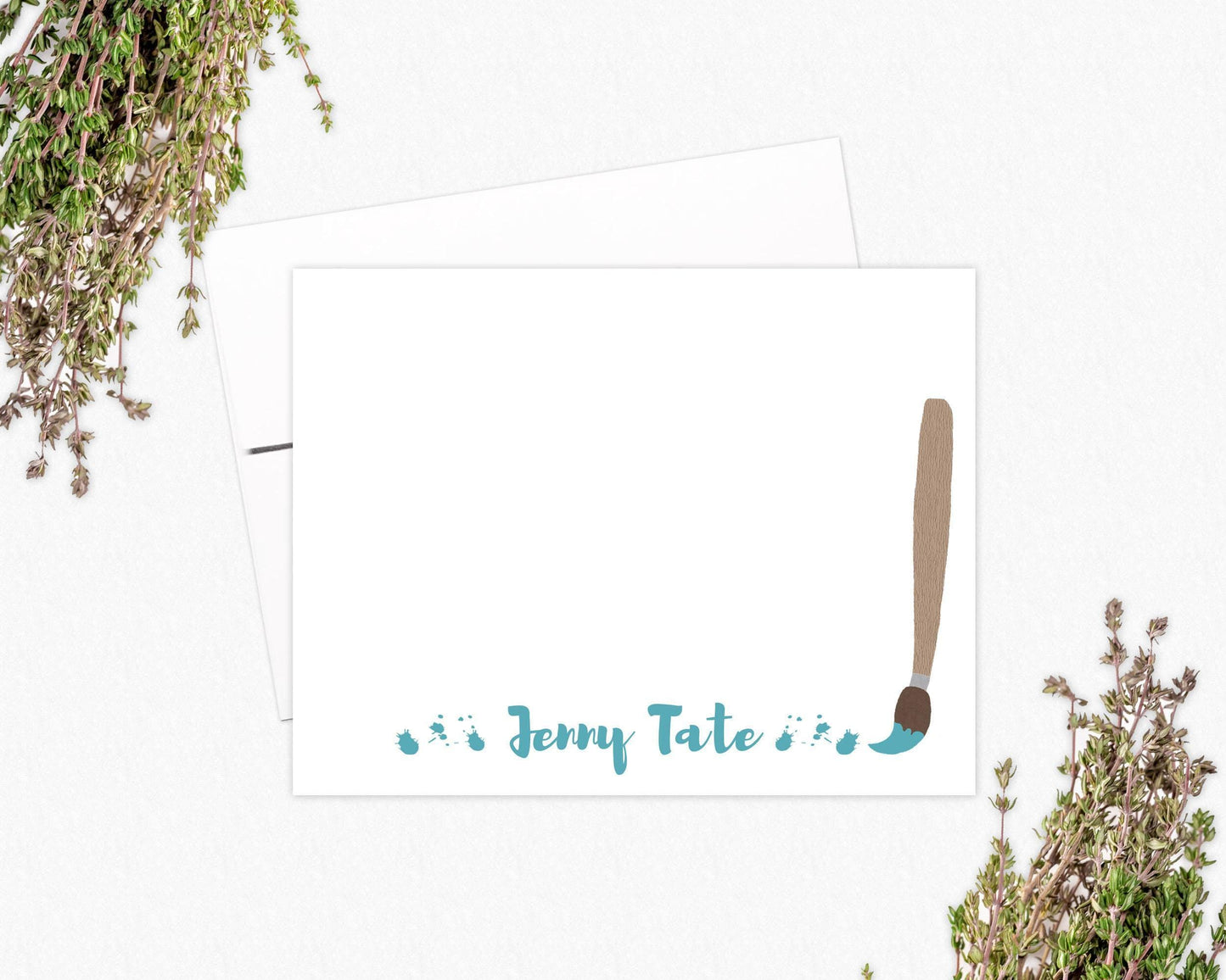 Art Teacher Gift - Personalized Paintbrush Note Cards