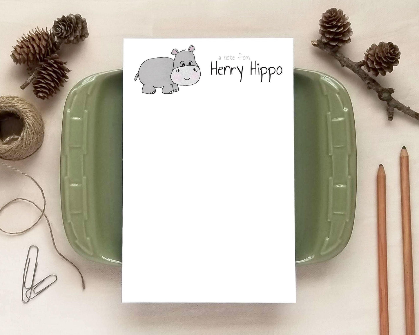 Hippo Notepad - Cute Zoo Animal Gift for Kids - Personalized Notepad