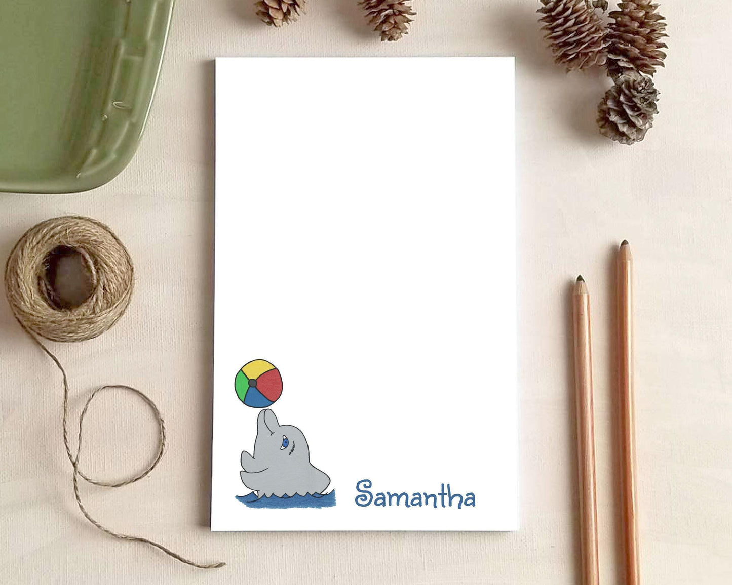 Dolphin Notepad - Personalized Notepad - Beach Stationery Gifts for Kids