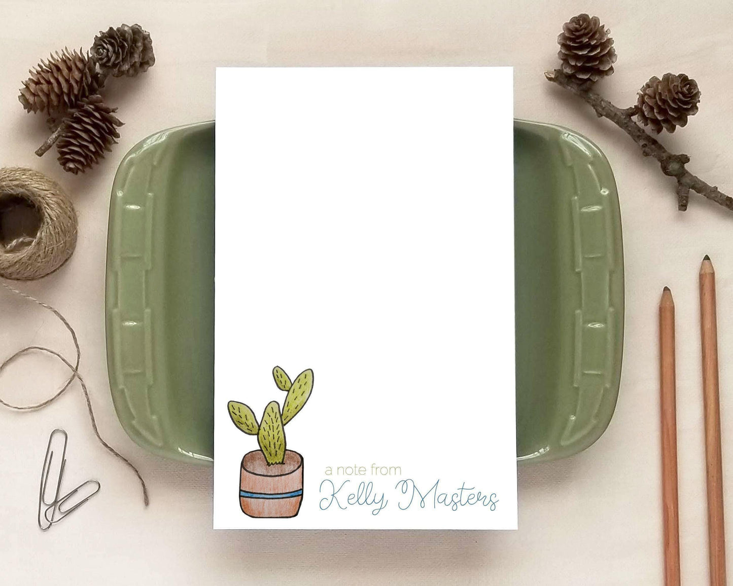 Cactus Notepad - Custom Stationery Gift for Her - Personalized Notepad