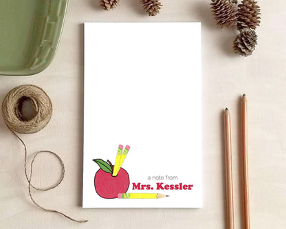 Apple & Pencil Notepad - Teacher Gift - Personalized Notepad